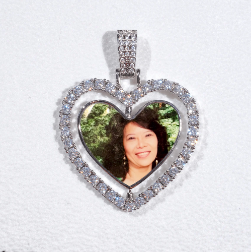 3D Spinning 2-Faced Heart Custom Picture Pendant