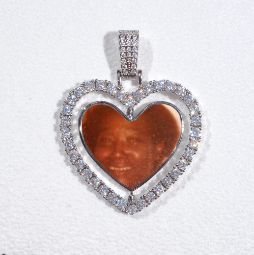 3D Spinning 2-Faced Heart Custom Picture Pendant