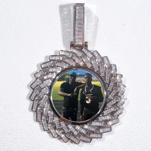 Large 3D Baguette Custom Picture Pendant
