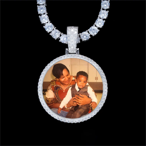 925S & VVS Moissanite 3D Circle Custom Picture Pendant