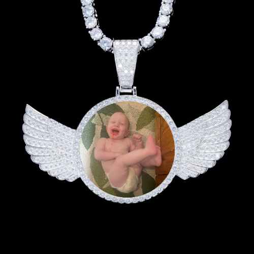 925S & VVS Moissanite 3D Wing Custom Picture Pendant