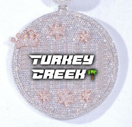 CUSTOM LETTER NECKLACE 3D BIG CROWN DISC