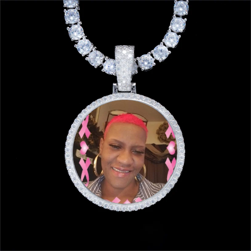 925S & VVS Moissanite 3D Circle Custom Picture Pendant