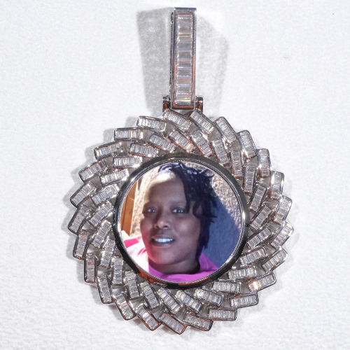 Large 3D Baguette Custom Picture Pendant