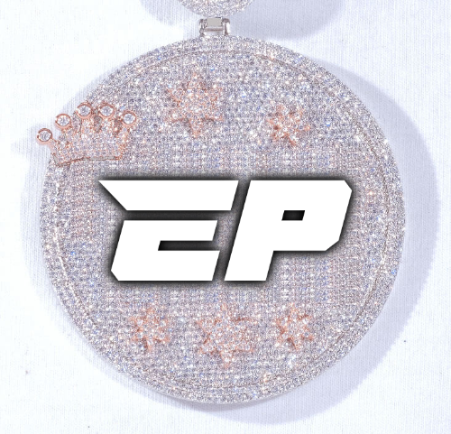 CUSTOM LETTER NECKLACE 3D BIG CROWN DISC