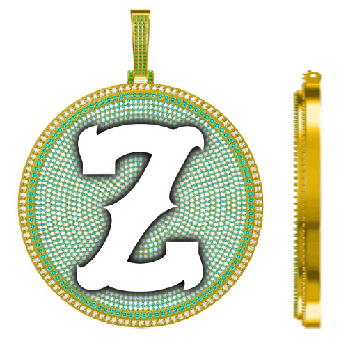CUSTOM LETTER NECKLACE 3D BIG DISC