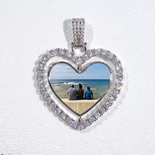 3D Spinning 2-Faced Heart Custom Picture Pendant