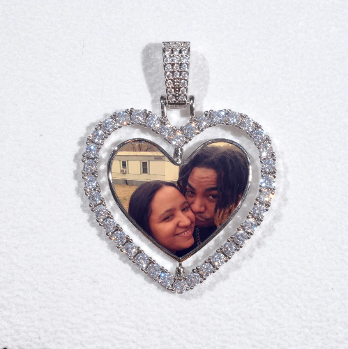 3D Spinning 2-Faced Heart Custom Picture Pendant