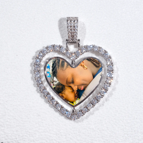 3D Spinning 2-Faced Heart Custom Picture Pendant
