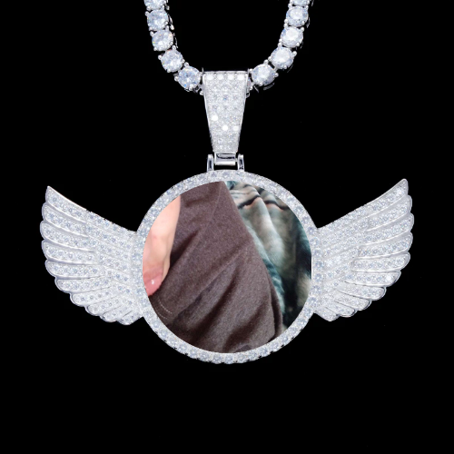 925S & VVS Moissanite 3D Wing Custom Picture Pendant