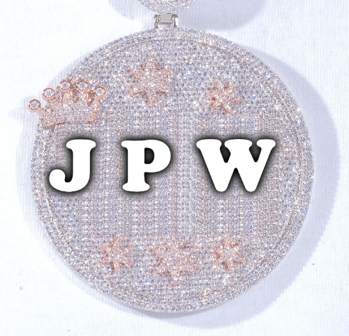 CUSTOM LETTER NECKLACE 3D BIG CROWN DISC