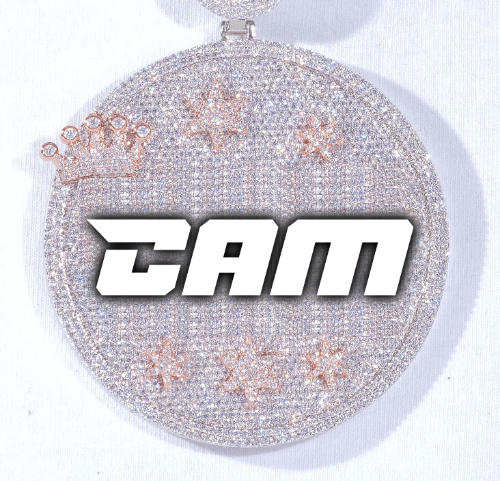 CUSTOM LETTER NECKLACE 3D BIG CROWN DISC