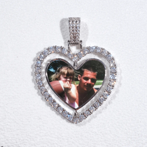 3D Spinning 2-Faced Heart Custom Picture Pendant