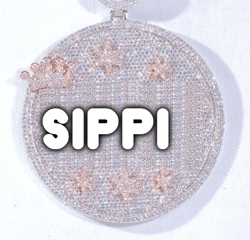 CUSTOM LETTER NECKLACE 3D BIG CROWN DISC