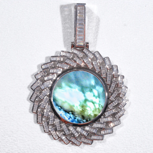 Large 3D Baguette Custom Picture Pendant
