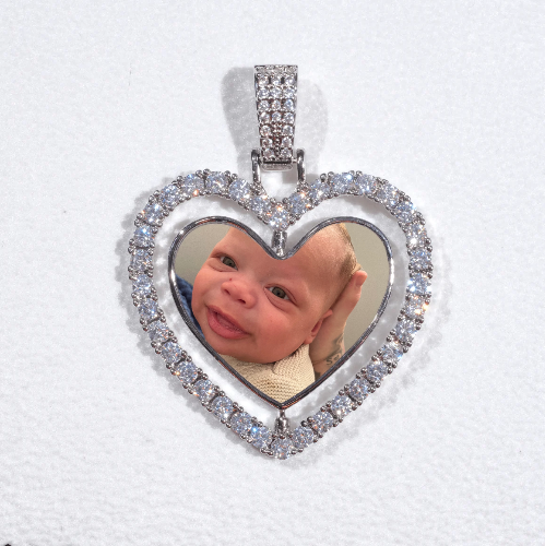 3D Spinning 2-Faced Heart Custom Picture Pendant