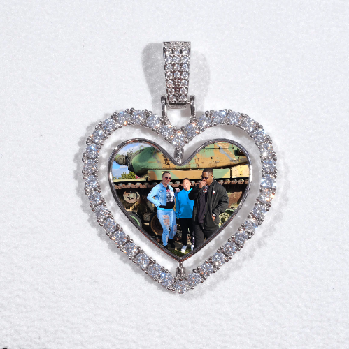 3D Spinning 2-Faced Heart Custom Picture Pendant