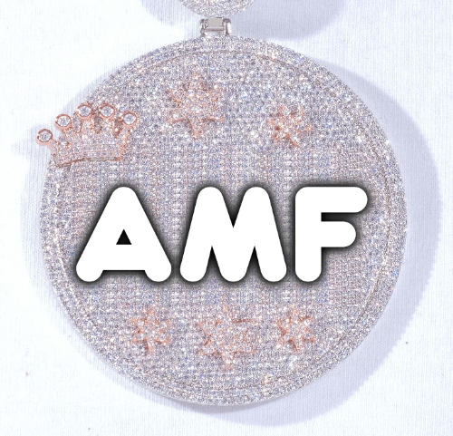 CUSTOM LETTER NECKLACE 3D BIG CROWN DISC