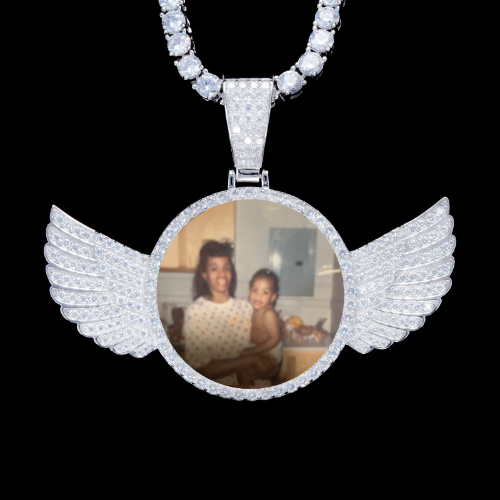 925S & VVS Moissanite 3D Wing Custom Picture Pendant