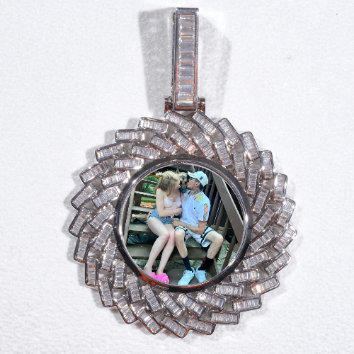 Large 3D Baguette Custom Picture Pendant