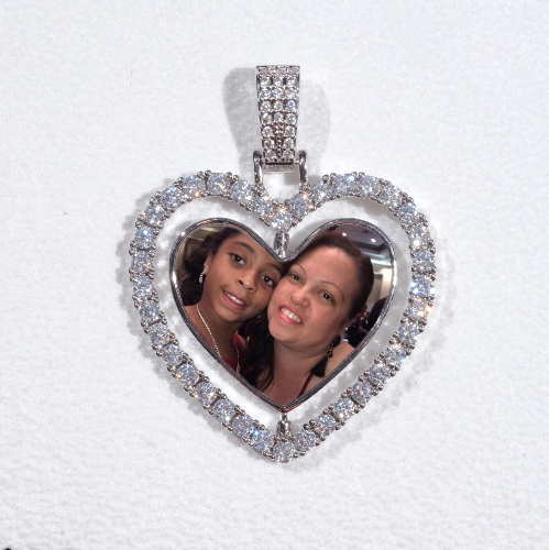 3D Spinning 2-Faced Heart Custom Picture Pendant