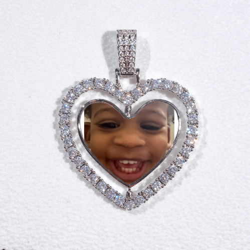 3D Spinning 2-Faced Heart Custom Picture Pendant