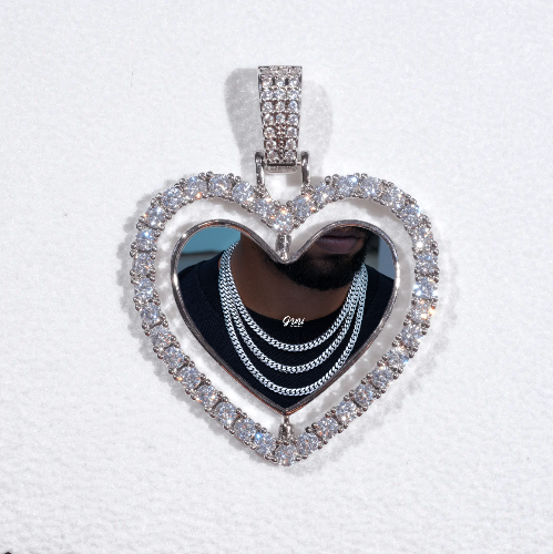 3D Spinning 2-Faced Heart Custom Picture Pendant