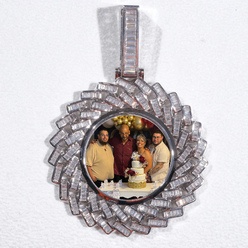 Large 3D Baguette Custom Picture Pendant
