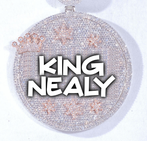 CUSTOM LETTER NECKLACE 3D BIG CROWN DISC
