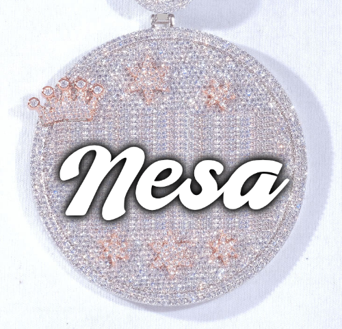 CUSTOM LETTER NECKLACE 3D BIG CROWN DISC
