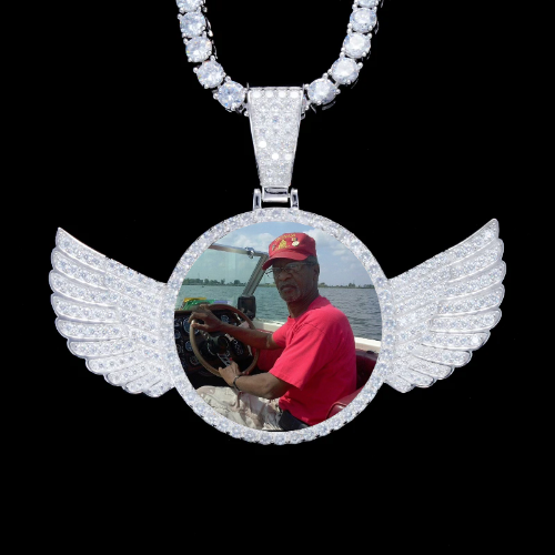925S & VVS Moissanite 3D Wing Custom Picture Pendant