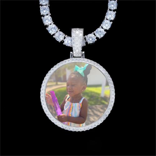 925S & VVS Moissanite 3D Circle Custom Picture Pendant