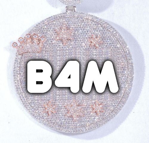 CUSTOM LETTER NECKLACE 3D BIG CROWN DISC