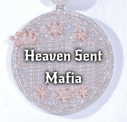 CUSTOM LETTER NECKLACE 3D BIG CROWN DISC