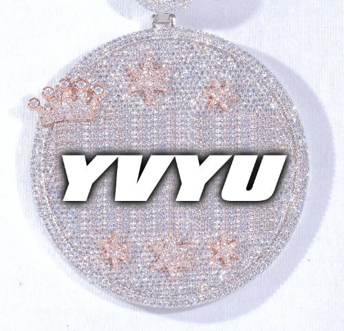 CUSTOM LETTER NECKLACE 3D BIG CROWN DISC