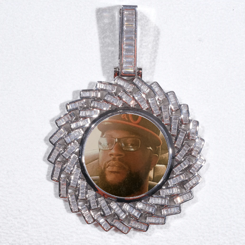Large 3D Baguette Custom Picture Pendant