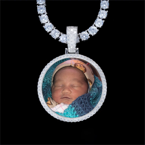 925S & VVS Moissanite 3D Circle Custom Picture Pendant