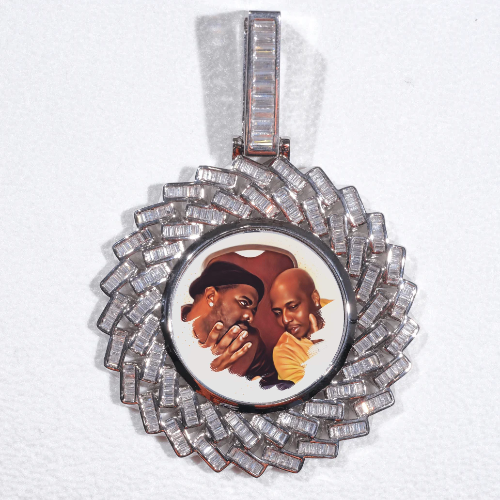 Large 3D Baguette Custom Picture Pendant