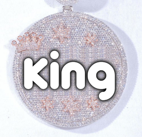 CUSTOM LETTER NECKLACE 3D BIG CROWN DISC