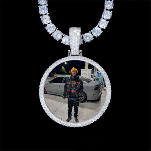 925S & VVS Moissanite 3D Circle Custom Picture Pendant