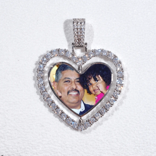 3D Spinning 2-Faced Heart Custom Picture Pendant