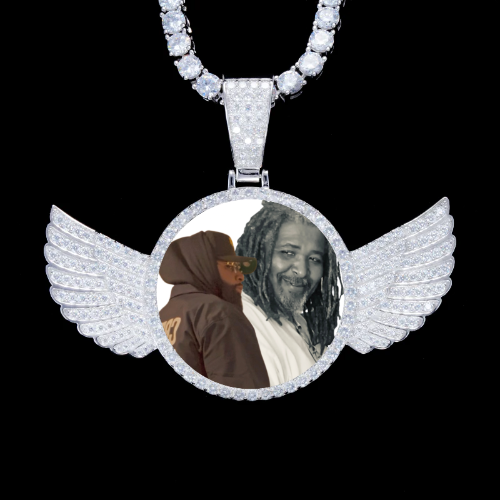925S & VVS Moissanite 3D Wing Custom Picture Pendant