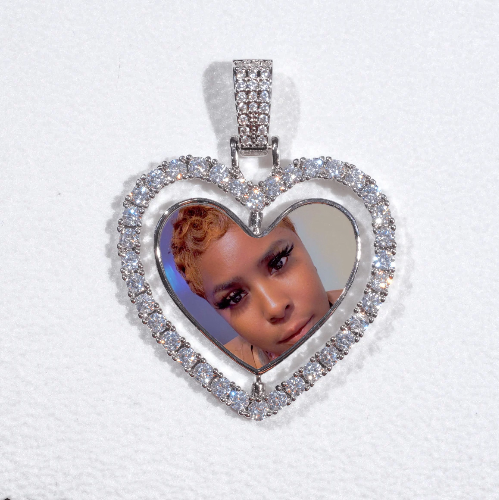 3D Spinning 2-Faced Heart Custom Picture Pendant