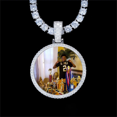 925S & VVS Moissanite 3D Circle Custom Picture Pendant