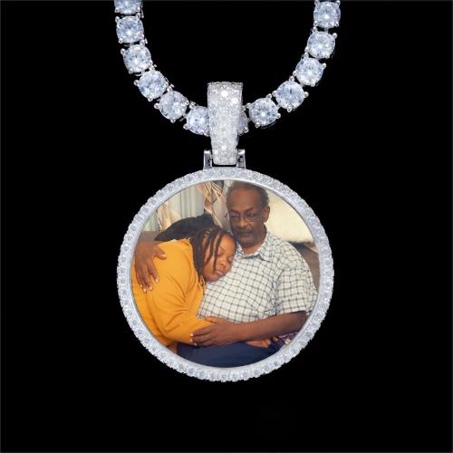 925S & VVS Moissanite 3D Circle Custom Picture Pendant