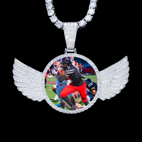 925S & VVS Moissanite 3D Wing Custom Picture Pendant