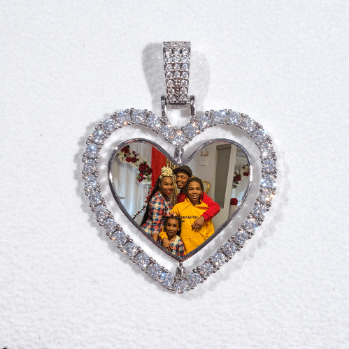 3D Spinning 2-Faced Heart Custom Picture Pendant