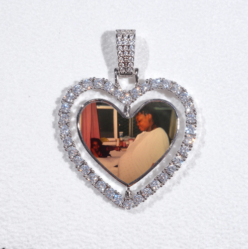 3D Spinning 2-Faced Heart Custom Picture Pendant