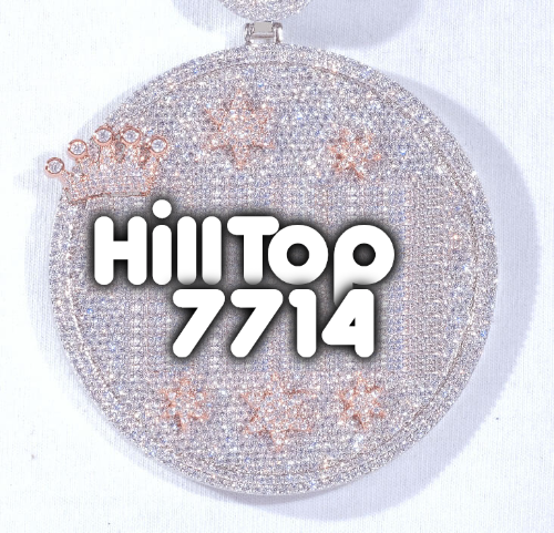 CUSTOM LETTER NECKLACE 3D BIG CROWN DISC