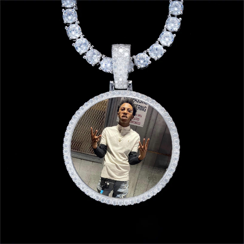 925S & VVS Moissanite 3D Circle Custom Picture Pendant